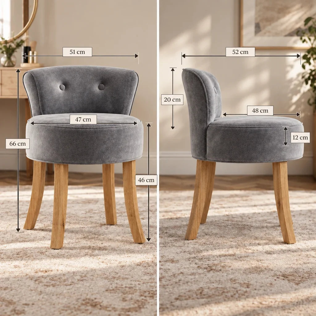 Odette velvet dressing table chair dimensions