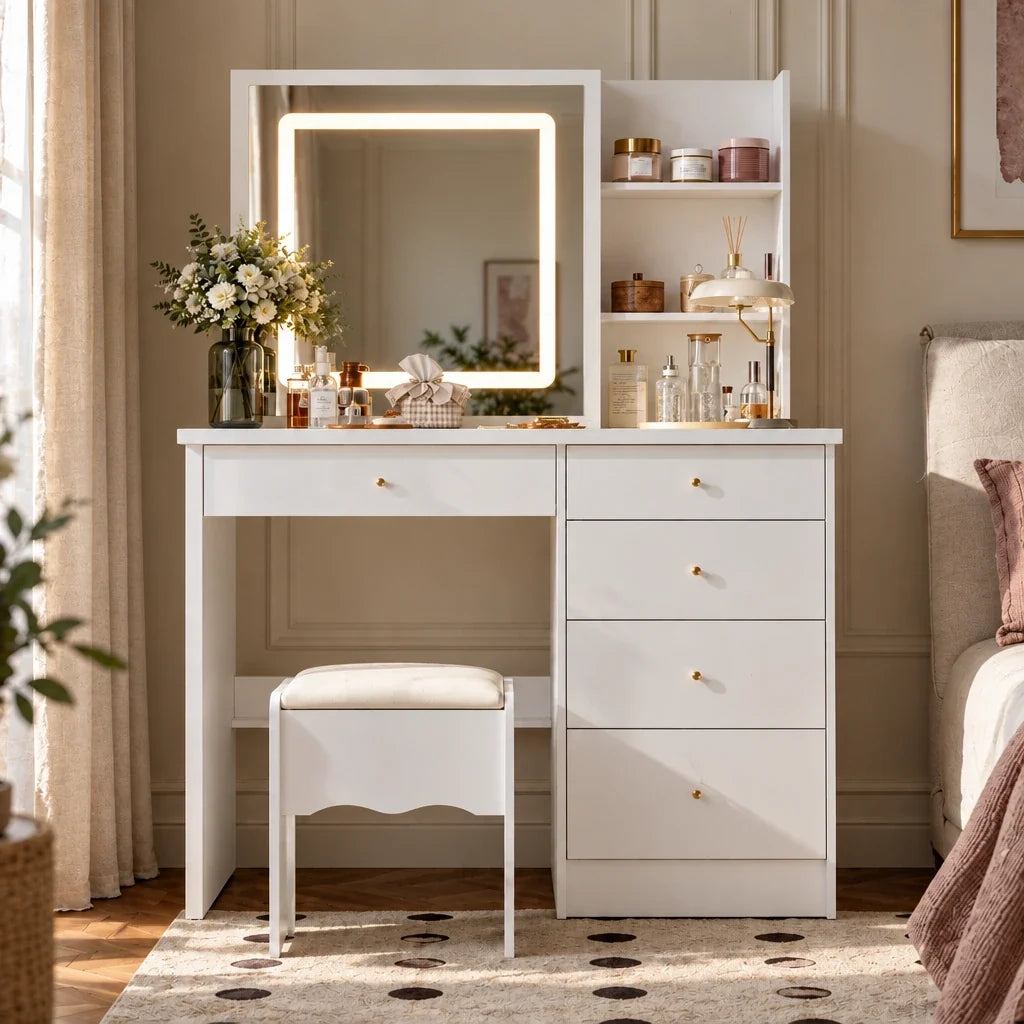 Simone LED dressing table, front view