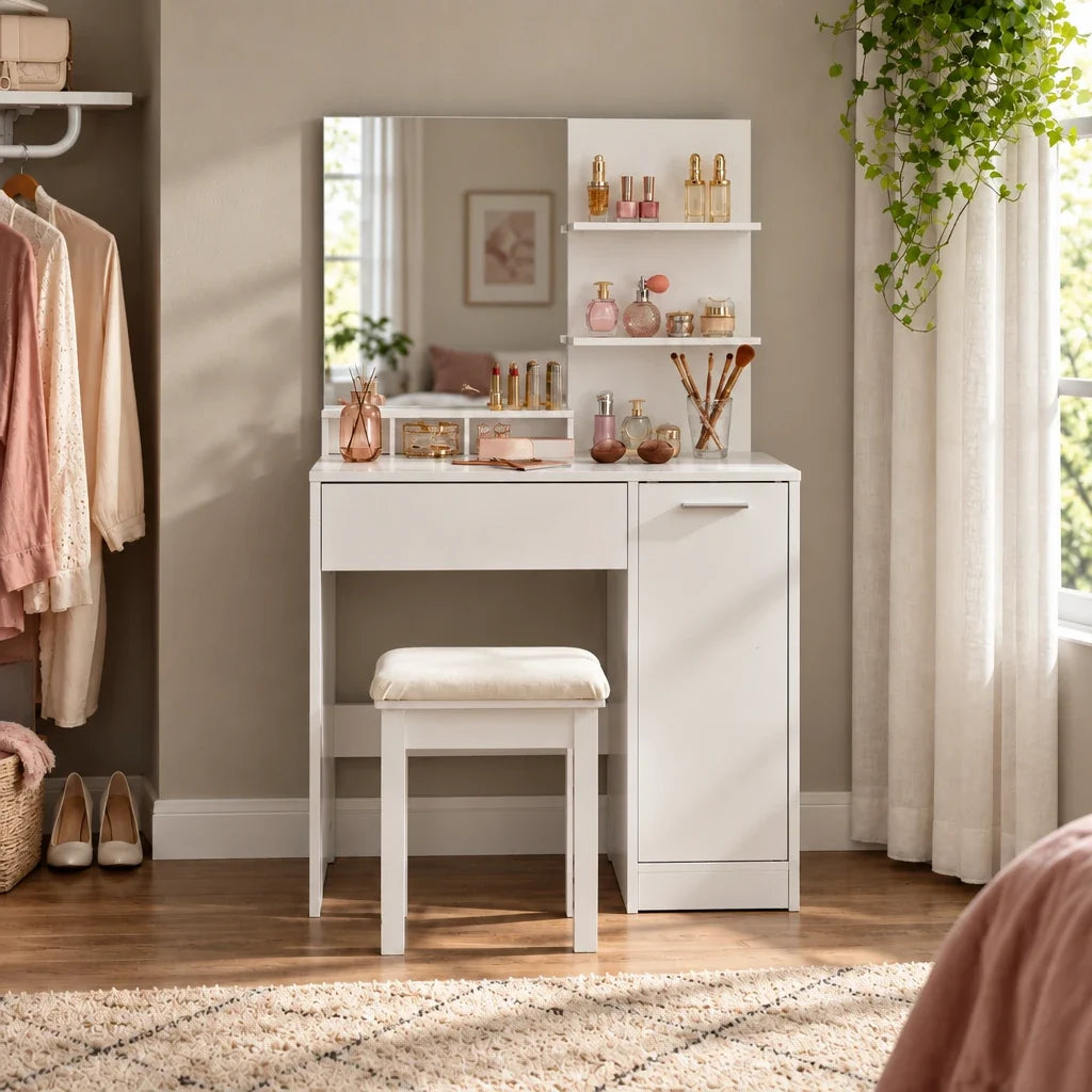Lottie white dressing table, front view