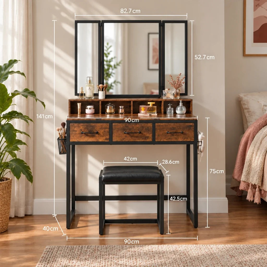 Hazel rustic dressing table dimensions