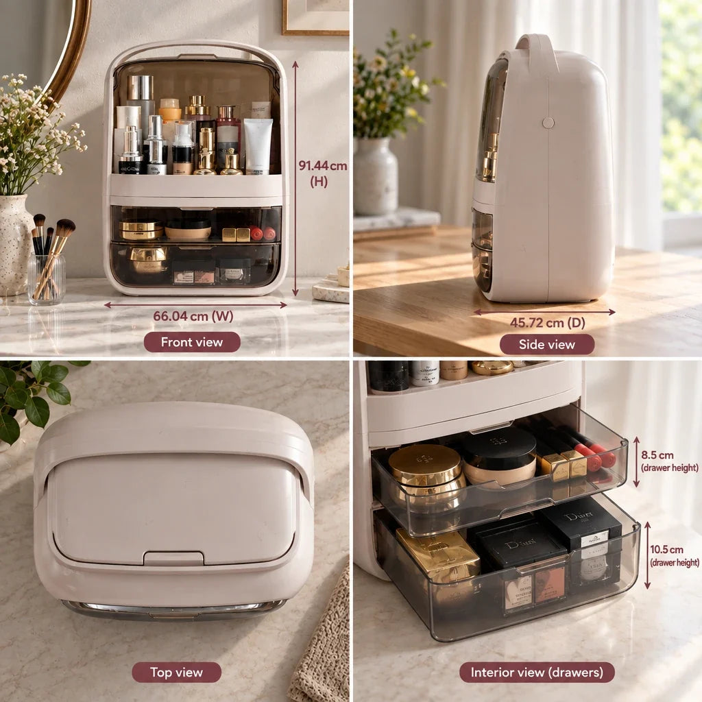 Pippa dustproof makeup organiser dimensions