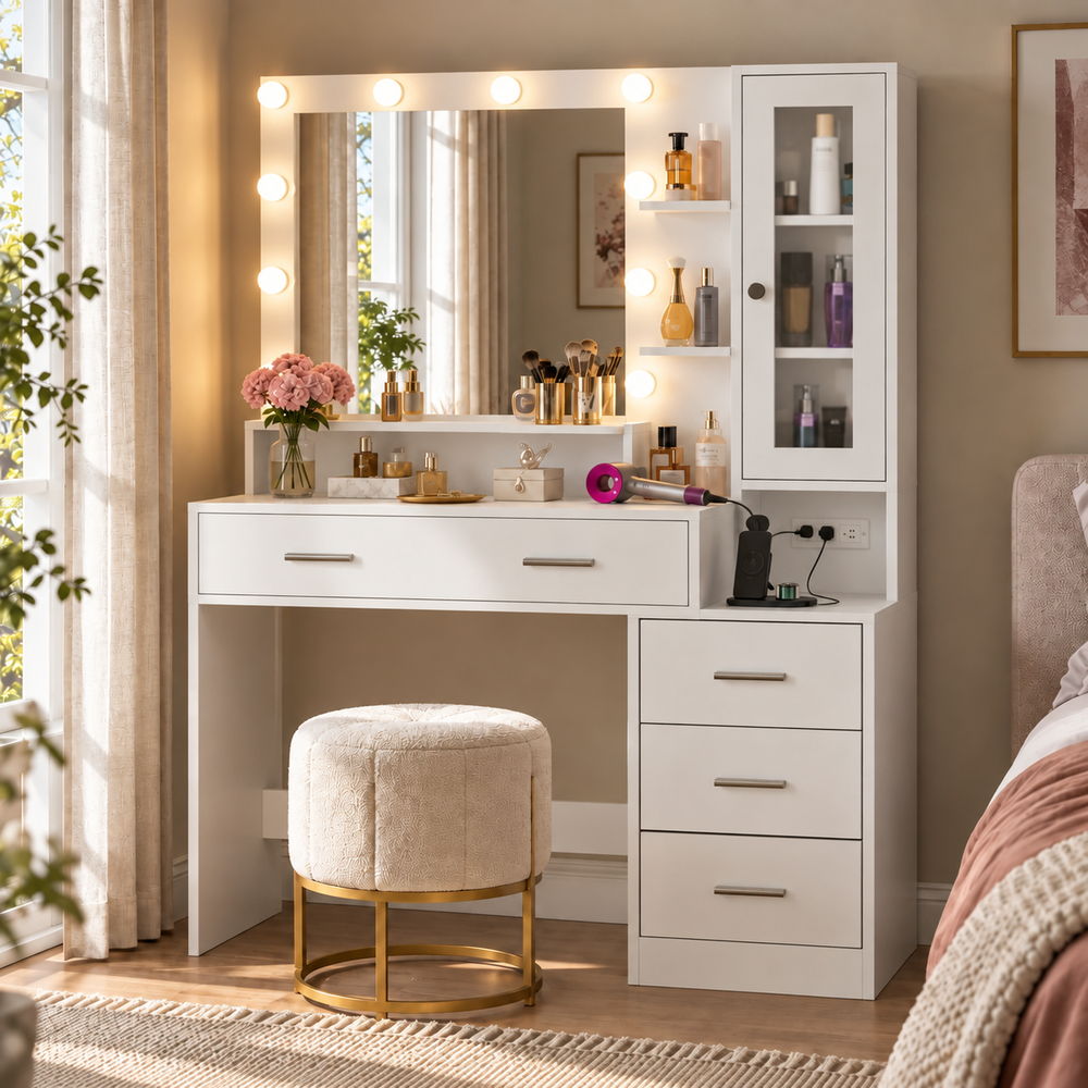 Starlit Hollywood Vanity in White | Eleva regenerated |01