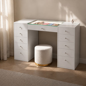 Dressing Table with Glowing Glass Top for Your Little Treasures
