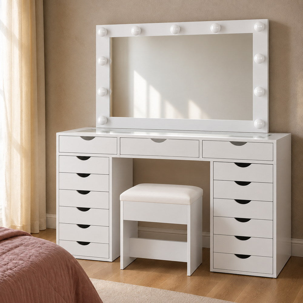Plenty of Pretty Dressing Table Set in White | Eleva regenerated |01