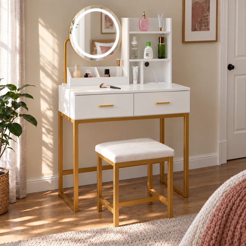 Halo Round Mirror Vanity Set | Eleva regenerated |01