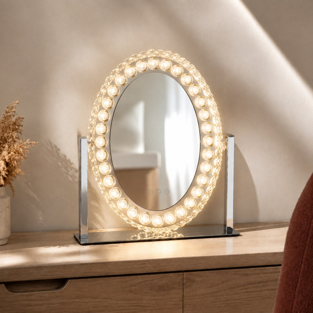 Bejewelled Oval Makeup Mirror | Eleva regenerated |01