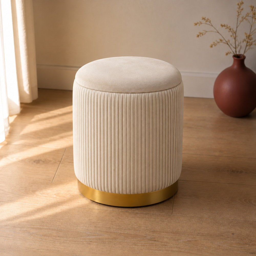 Better Together Velvet Storage Stools in Beige | Eleva regenerated |01