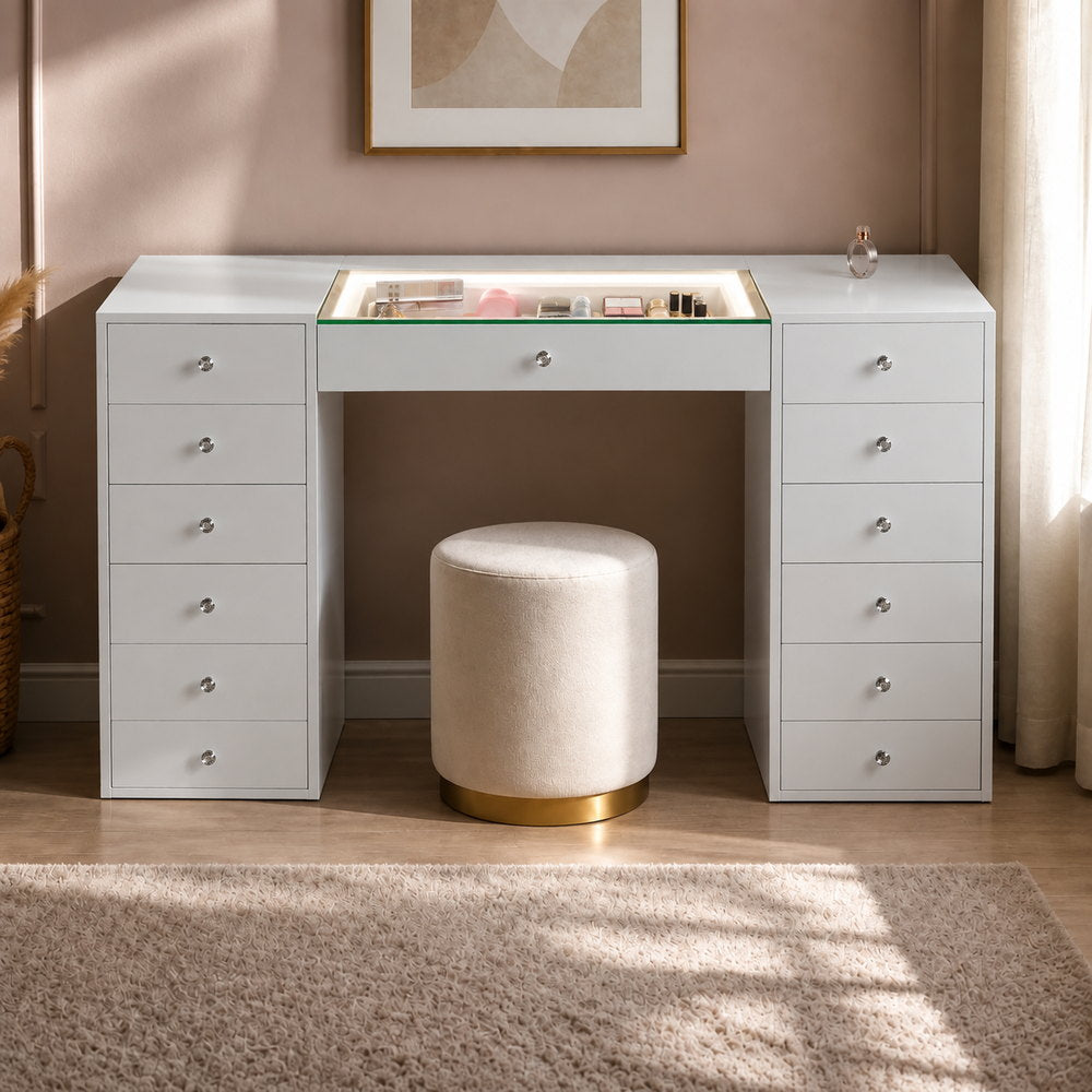 Lit From Within Glass Top Dressing Table | Eleva regenerated |02