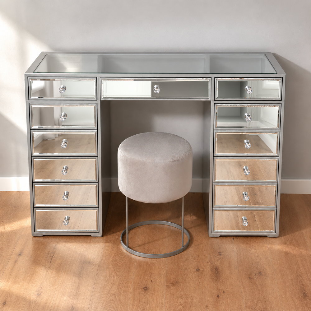Sparkling Mirrored Vanity with Crystal Knobs | Eleva regenerated |02