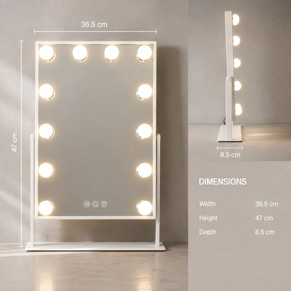 Bijou Light-Up Makeup Mirror in White | Eleva regenerated |02
