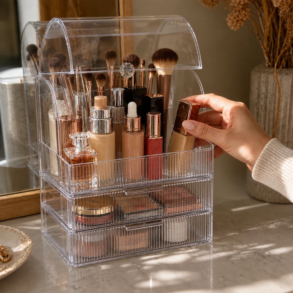 Everyday Edit Clear Makeup Organiser | Eleva regenerated |02