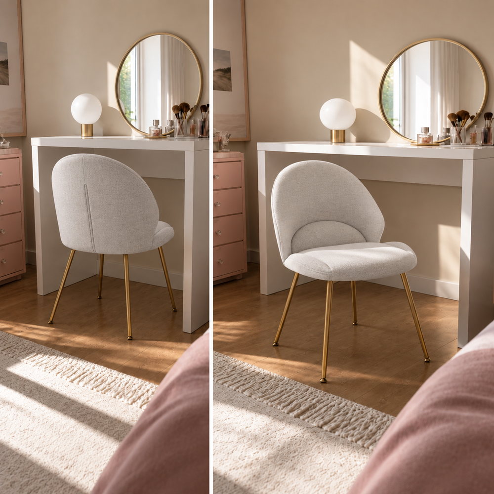 Whisper Grey Bouclé Vanity Chair Pair | Eleva regenerated |02