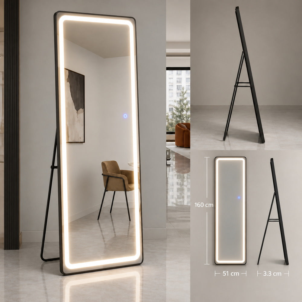 Head-to-Toe Glow Full Length Mirror in Black | Eleva regenerated |02