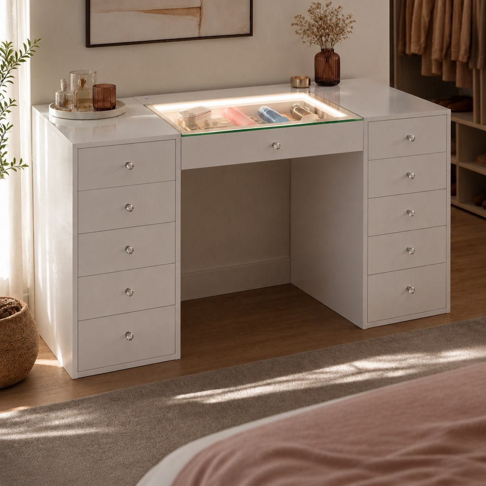 Lit From Within Glass Top Dressing Table | Eleva regenerated |03