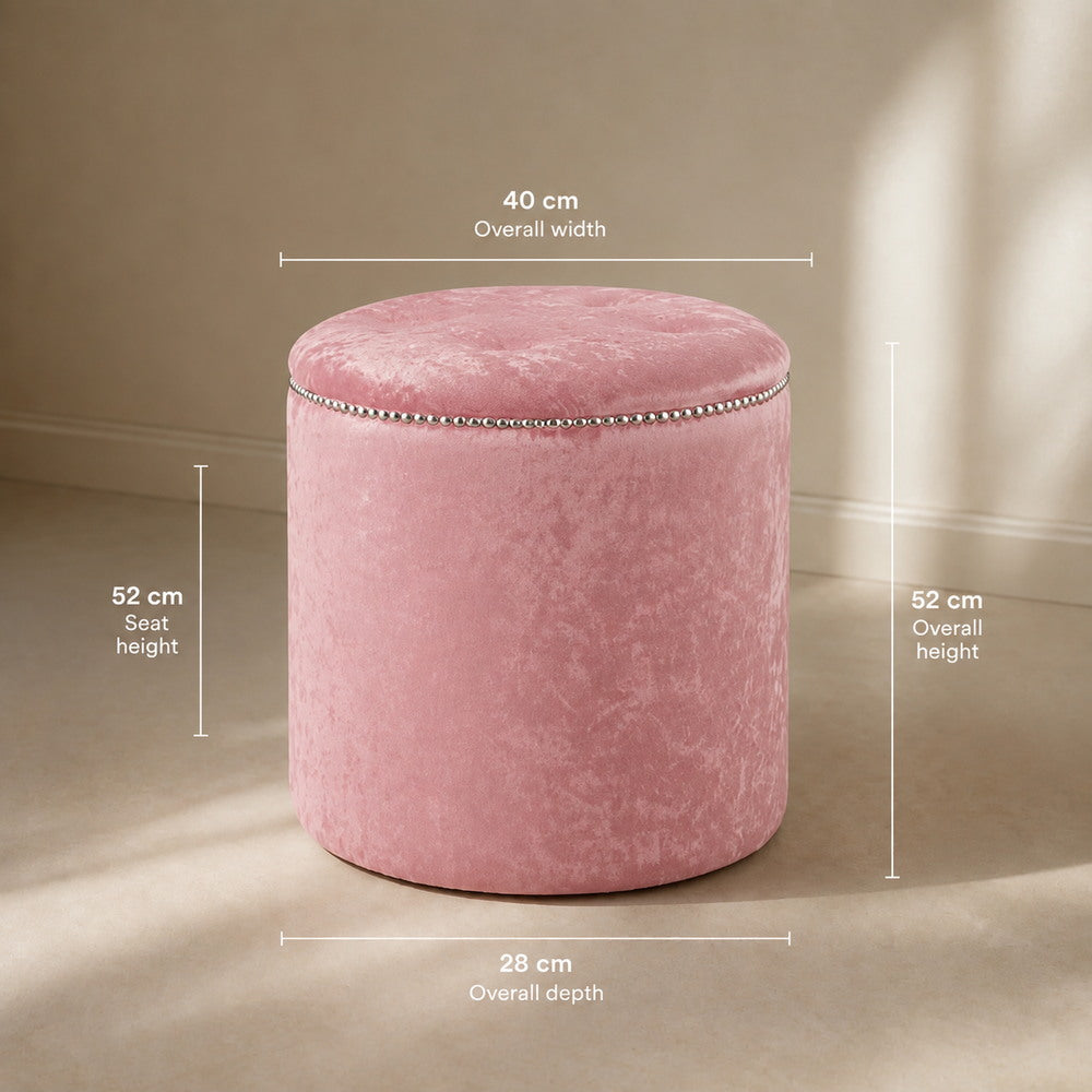 Blushing Bloom Tufted Velvet Pouffe in Pink | Eleva regenerated |03