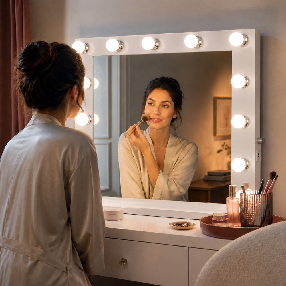Opening Night Hollywood Mirror in White | Eleva regenerated |03