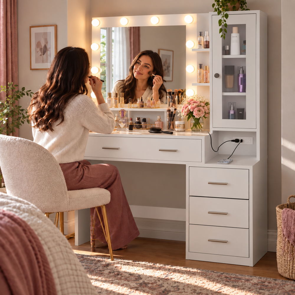 Starlit Hollywood Vanity in White | Eleva regenerated |03