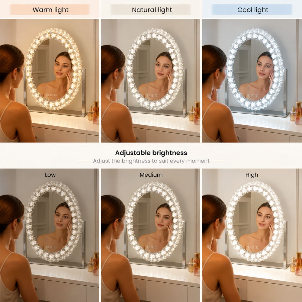 Tiara Oval Crystal Vanity Mirror | Eleva regenerated |04