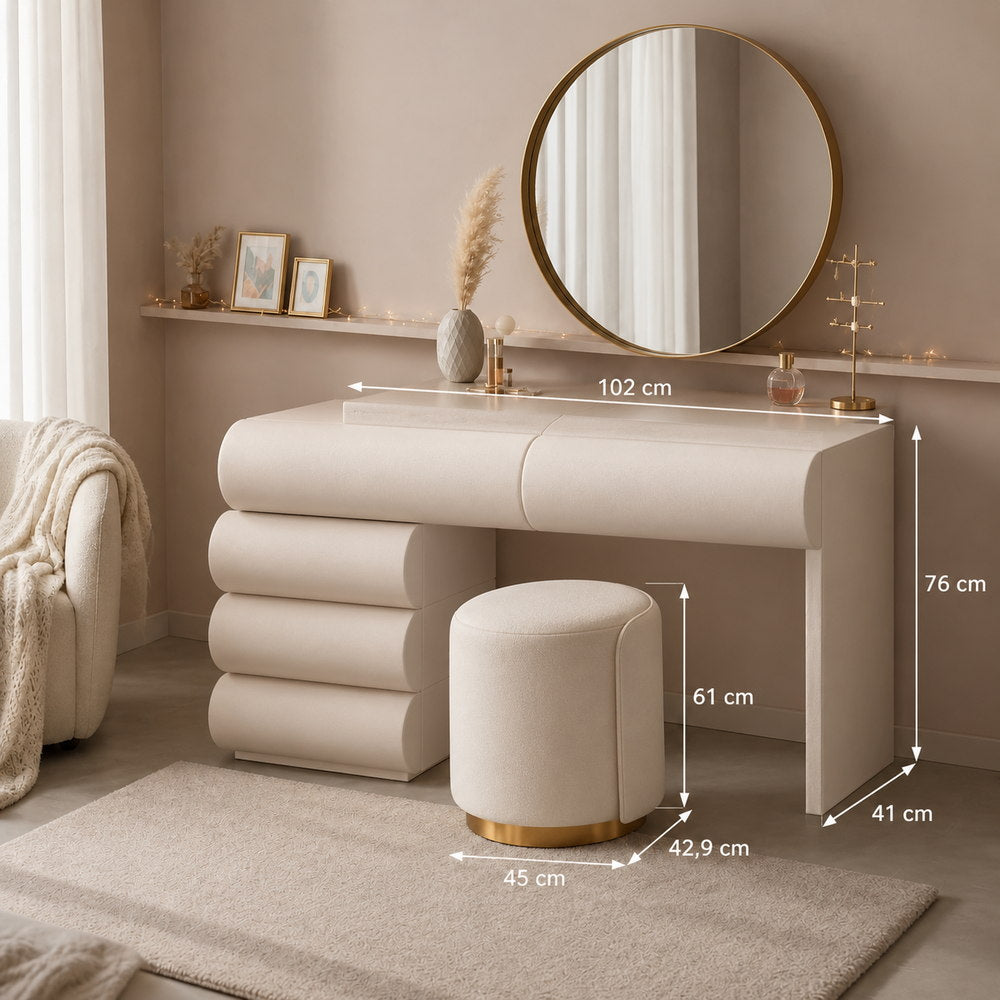 Pillow-Soft Faux Leather Vanity Set in White | Eleva regenerated |04