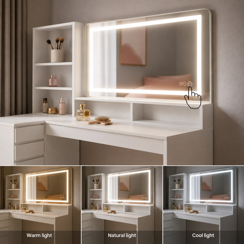 Hideaway L-Shaped Corner Dressing Table | Eleva regenerated |04