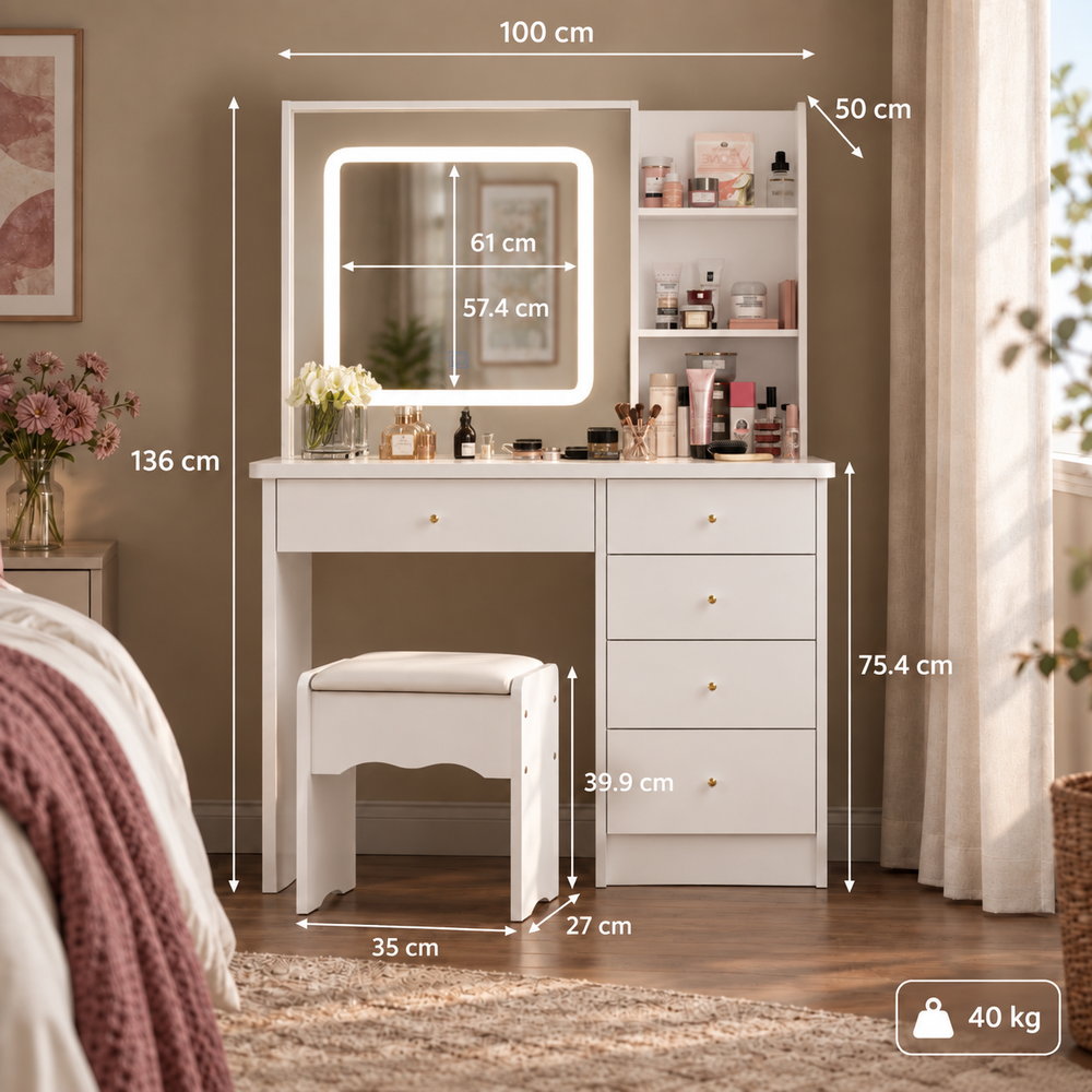 Soft Glow Compact Vanity with Stool | Eleva regenerated |05