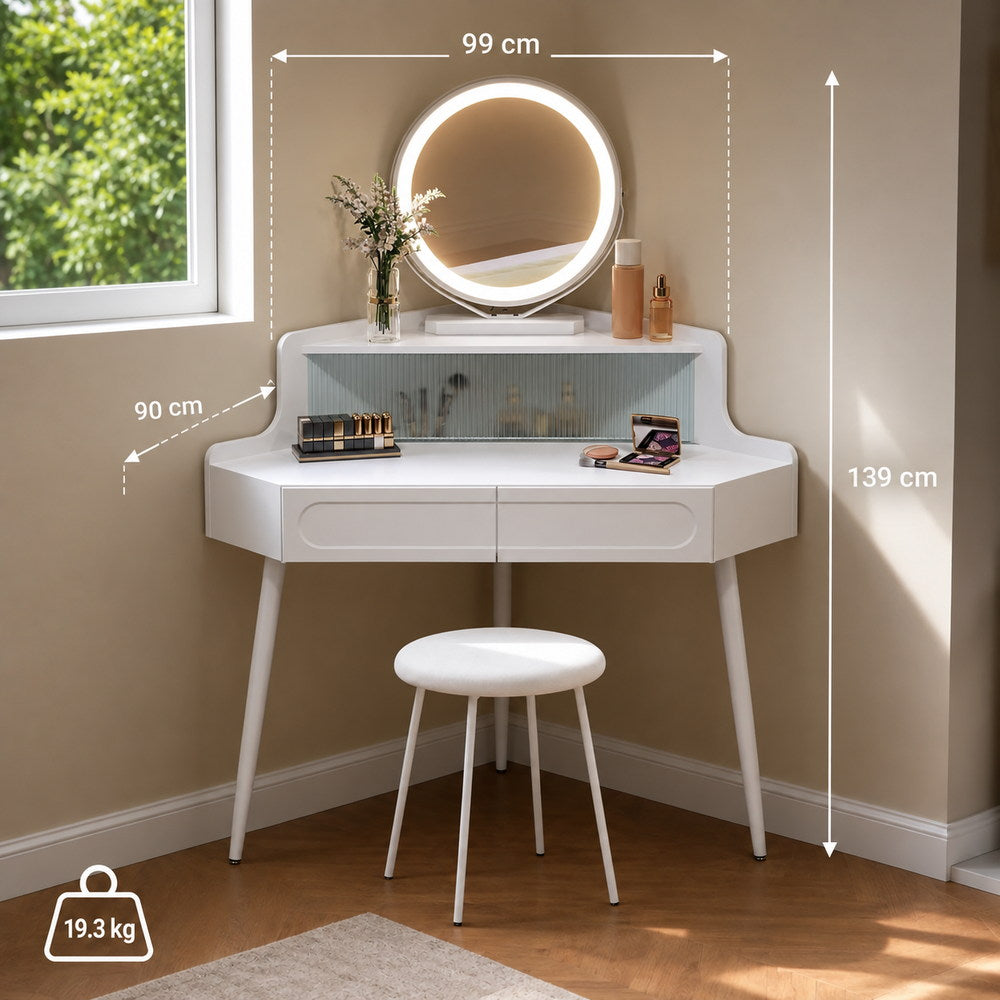 Quiet Corner Dressing Table with Round Mirror | Eleva regenerated |05
