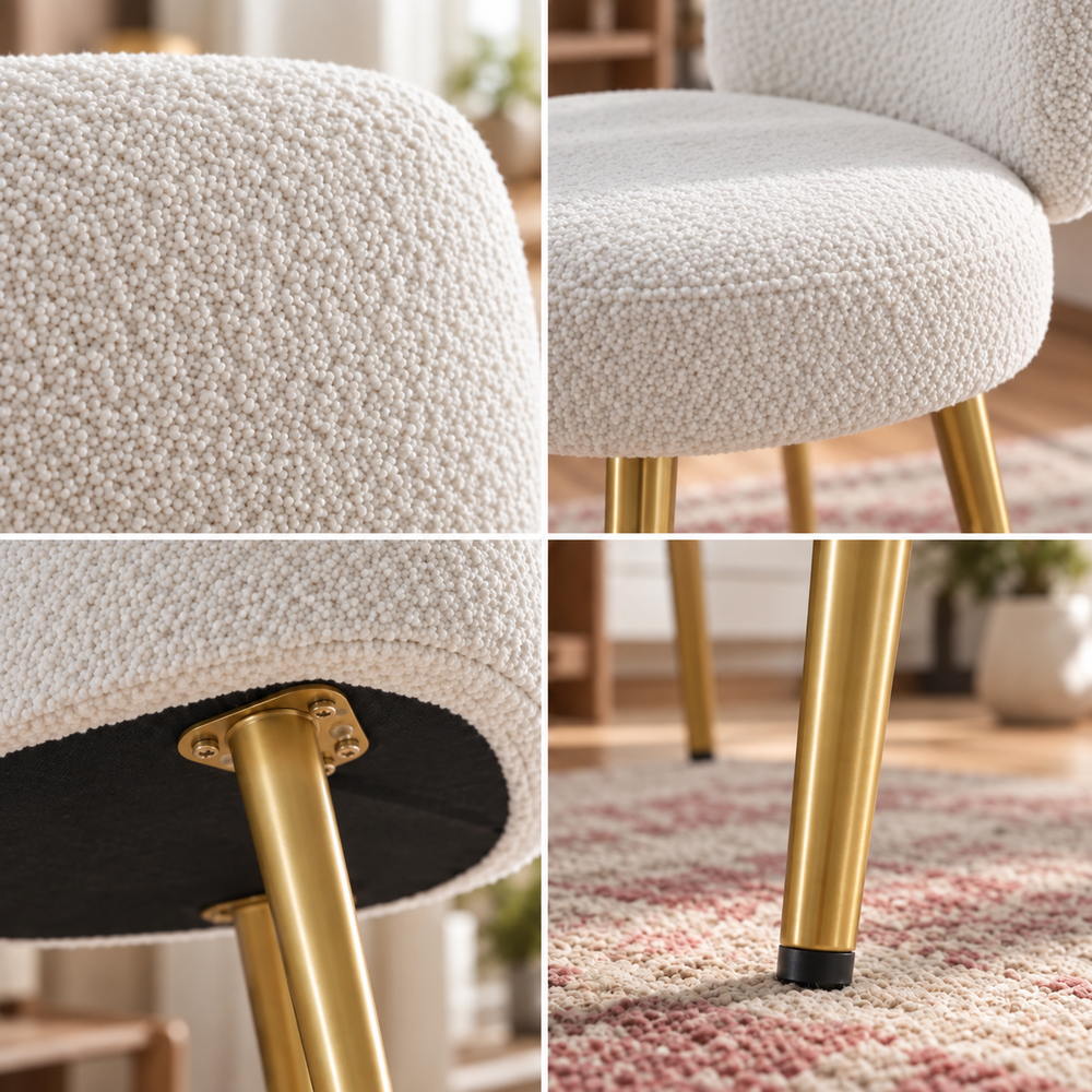 Teddy Hug Vanity Chair with Gold Legs | Eleva regenerated |05