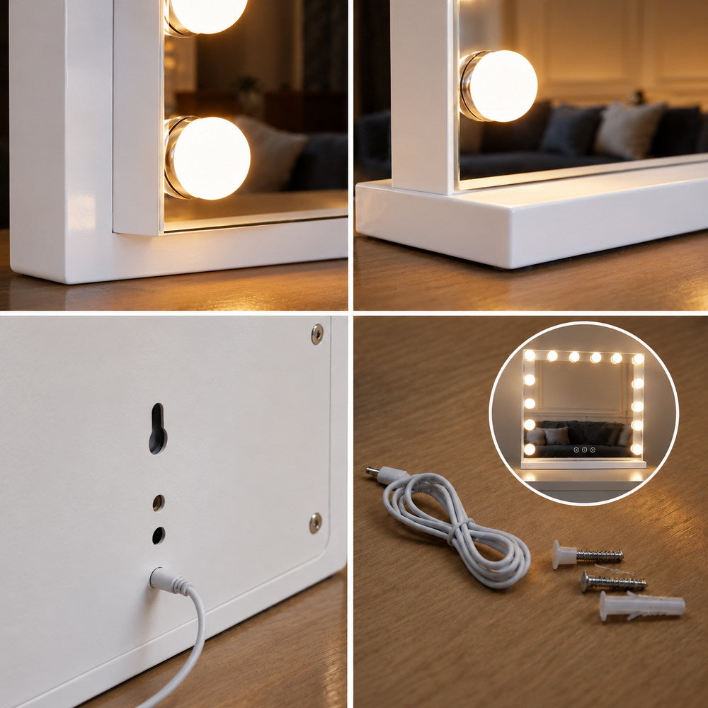 Twinkle Hollywood Mirror in White | Eleva regenerated |05