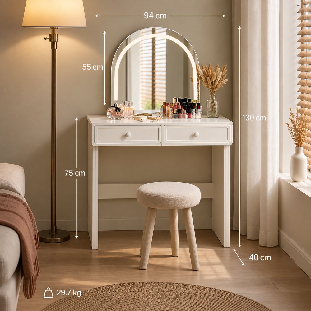Moonlit Arch Dressing Table in Cream White | Eleva regenerated |05