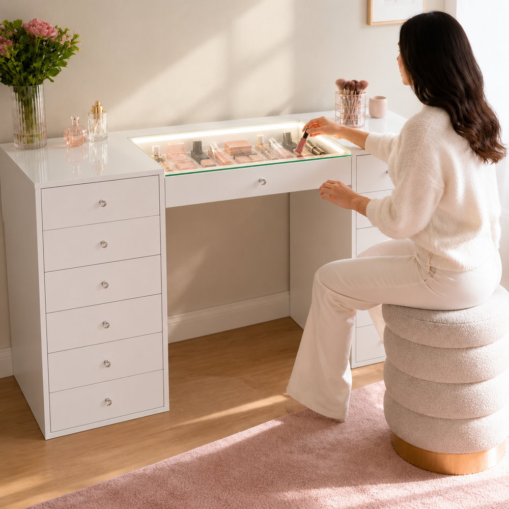 Lit From Within Glass Top Dressing Table | Eleva regenerated |06