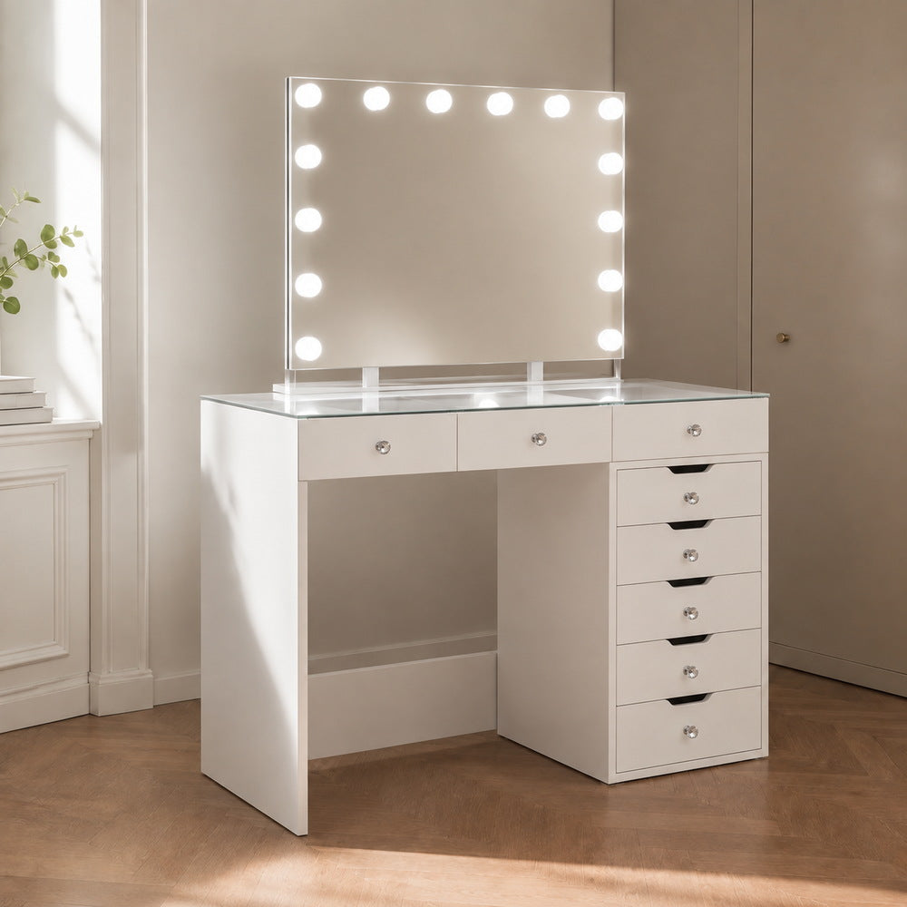 Big Reveal Vanity Table with Glass Top | Eleva regenerated |06