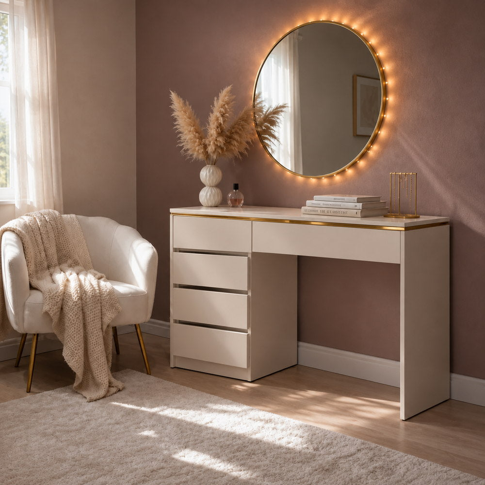 Gold Ribbon Dressing Table in Cashmere | Eleva regenerated |06