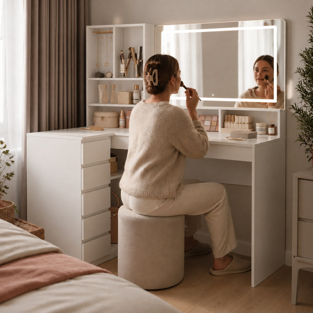 Hideaway L-Shaped Corner Dressing Table | Eleva regenerated |06