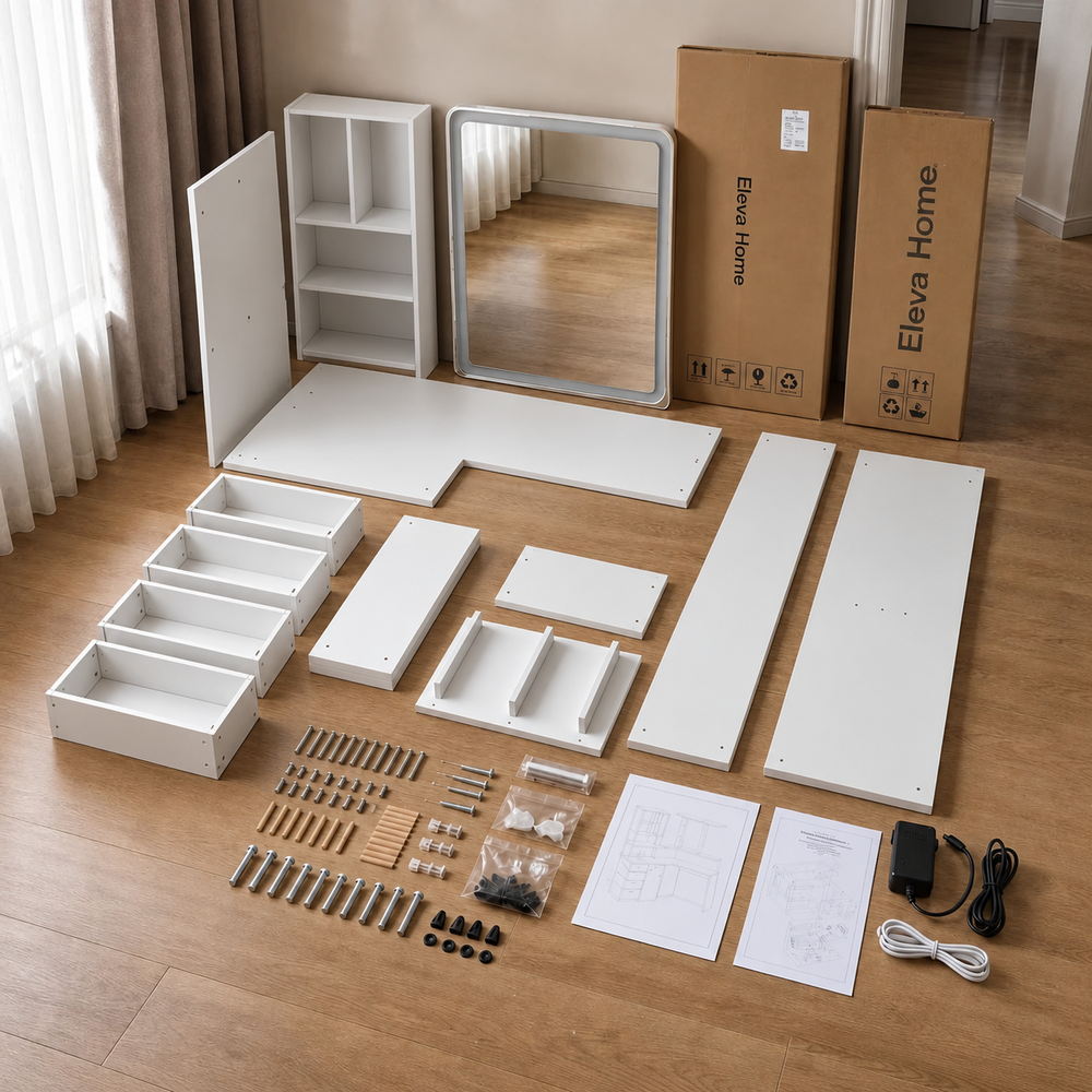 Me-Time Corner Dressing Table in White | Eleva regenerated |07