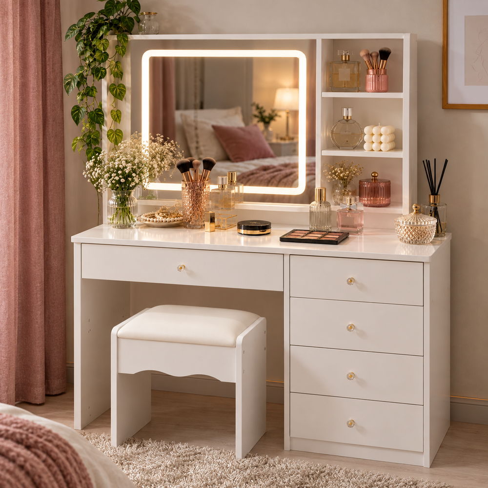 Soft Glow Compact Vanity with Stool | Eleva regenerated |07