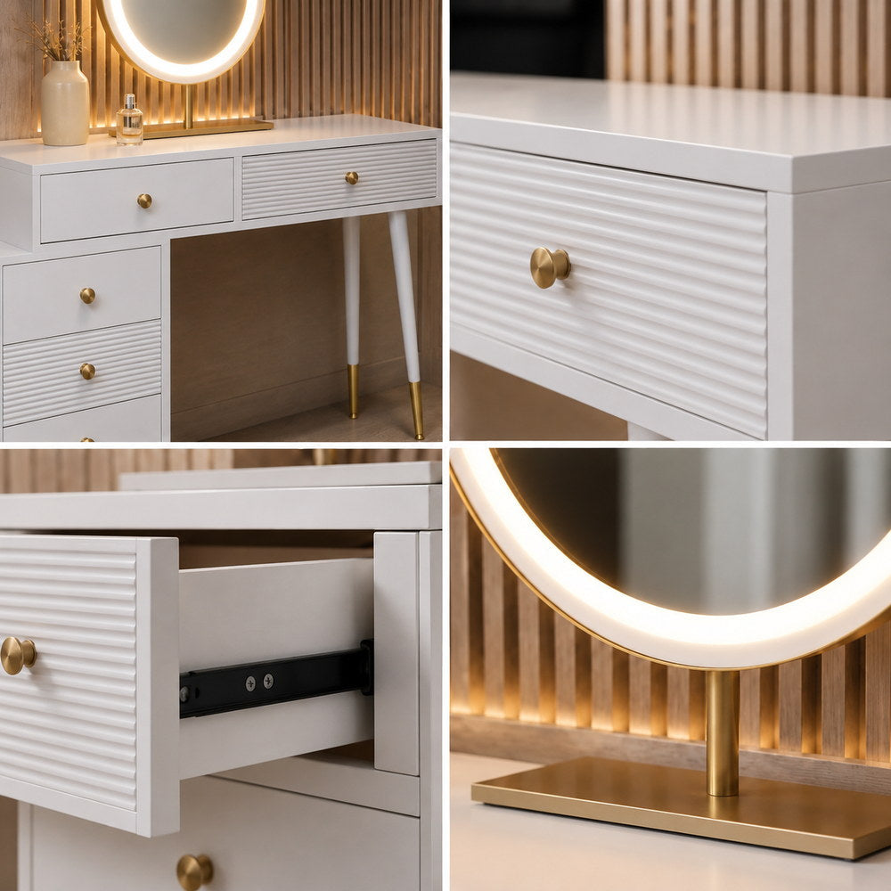 Date Night White & Gold Dressing Table | Eleva regenerated |08