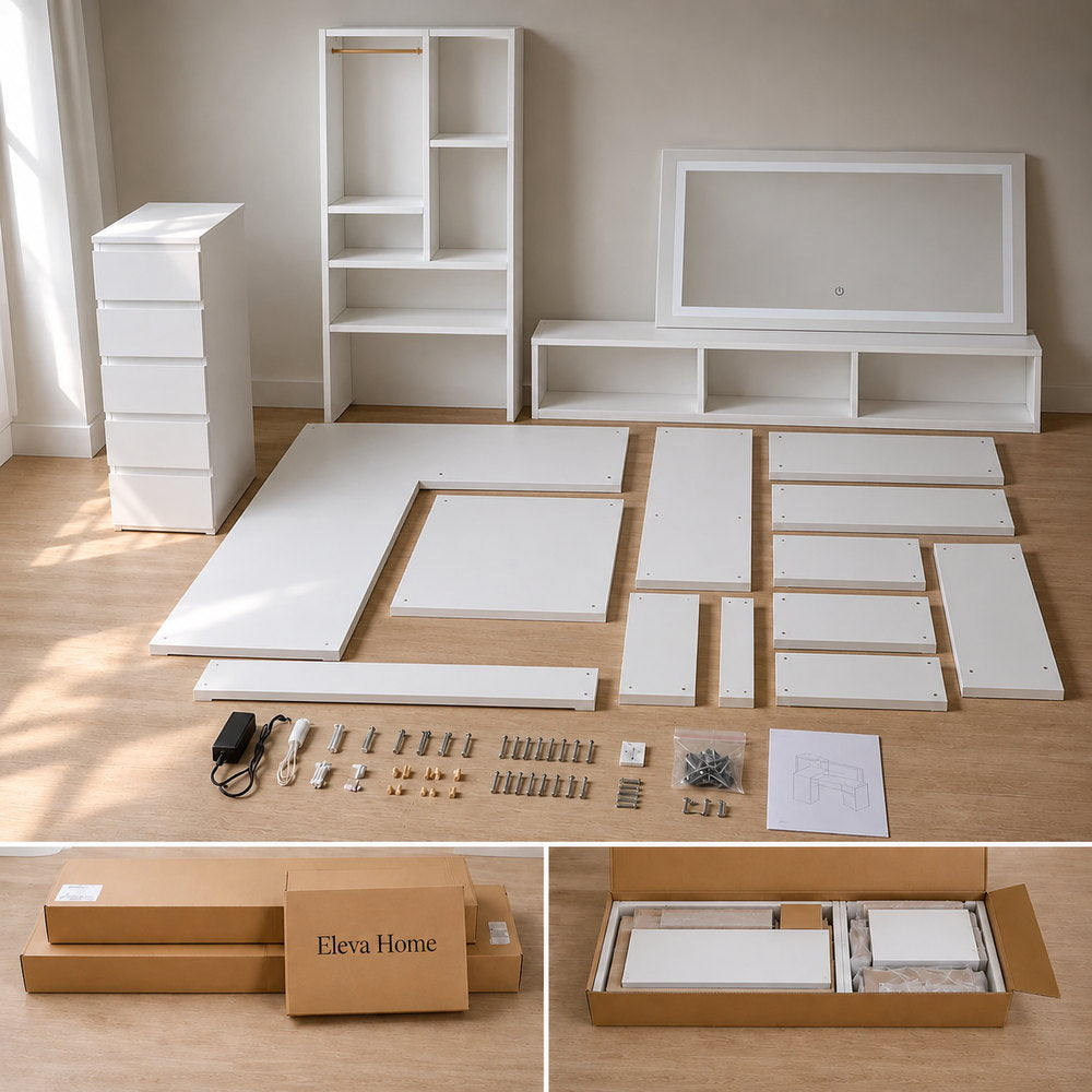 Hideaway L-Shaped Corner Dressing Table | Eleva regenerated |08