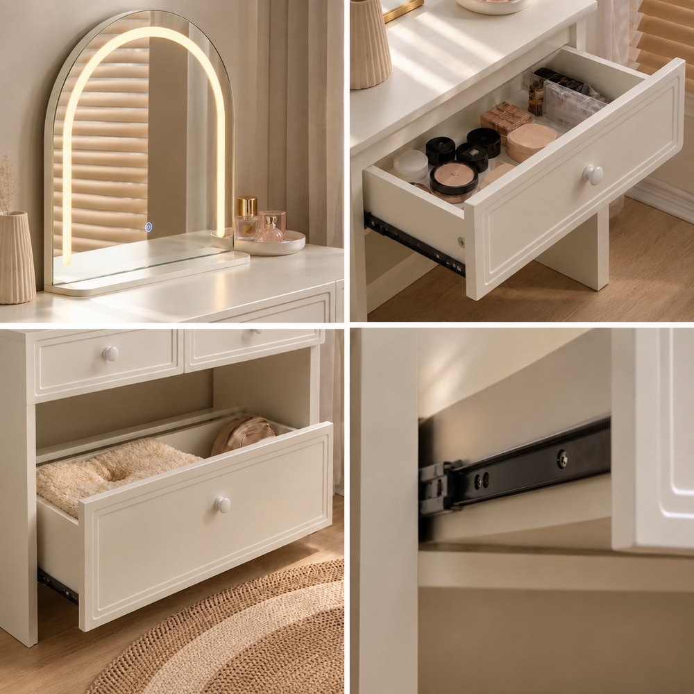 Moonlit Arch Dressing Table in Cream White | Eleva regenerated |08