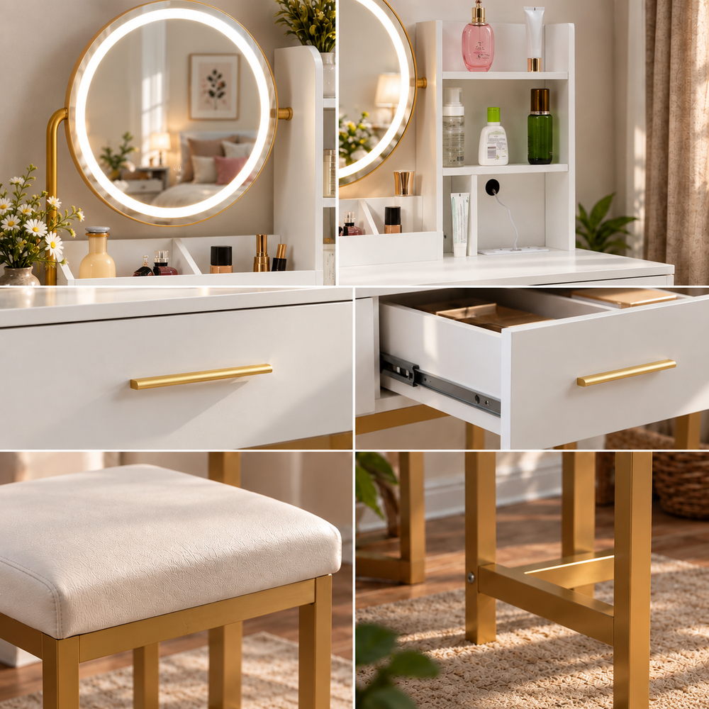 Halo Round Mirror Vanity Set | Eleva regenerated |09