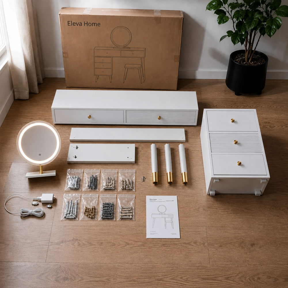 Date Night White & Gold Dressing Table | Eleva regenerated |09