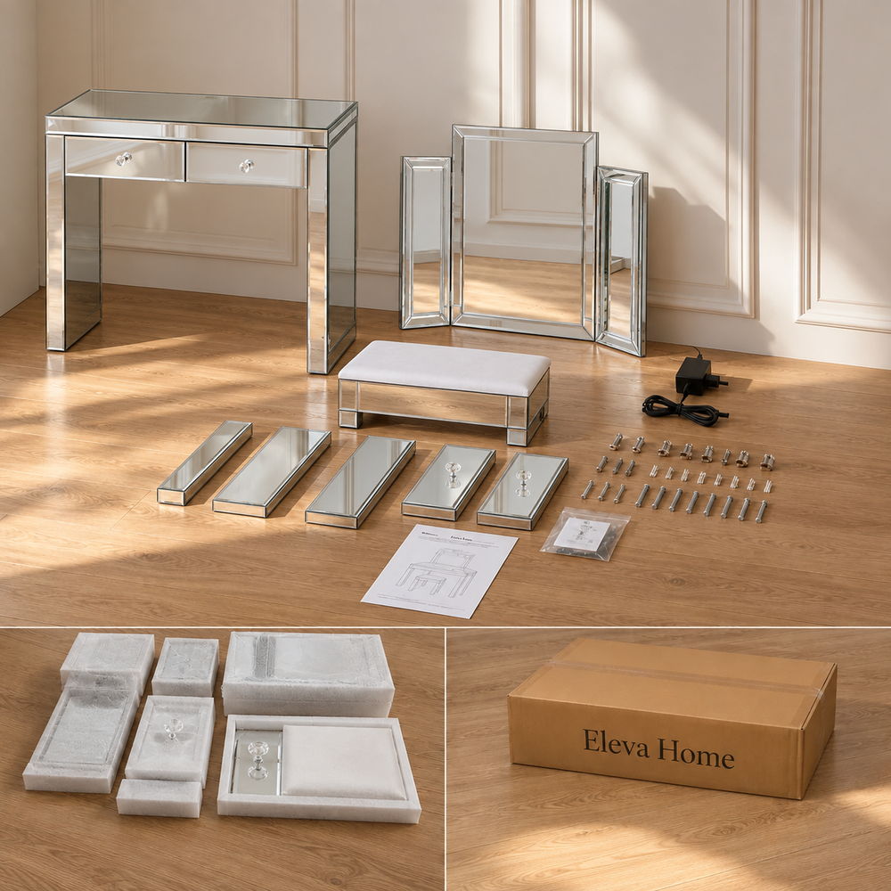 Silver Lining Mirrored Dressing Table | Eleva regenerated |10