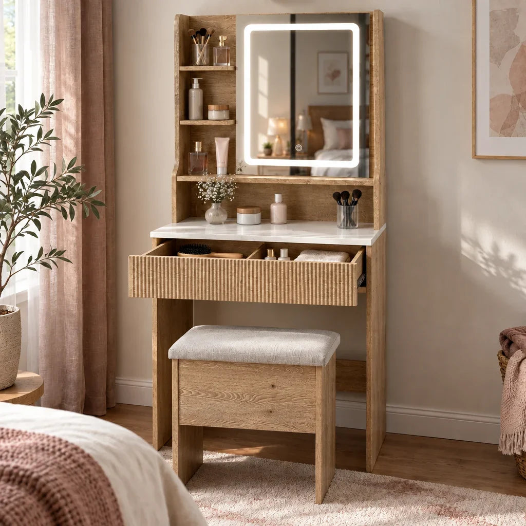 Willow small dressing table with drawers open