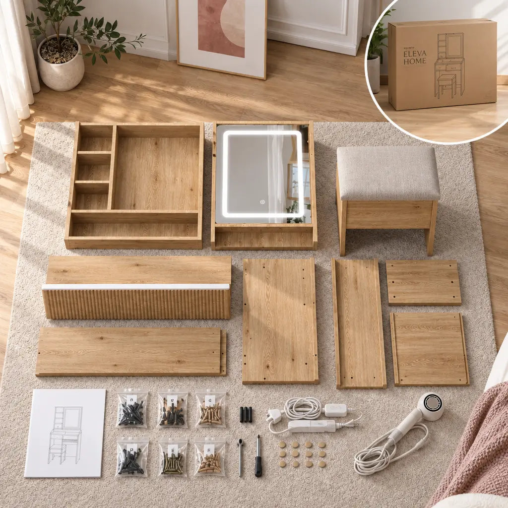 Willow small dressing table, box contents and fixings