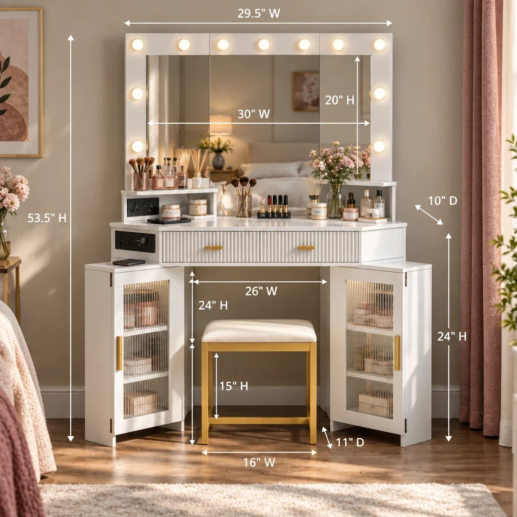 Cora corner dressing table dimensions