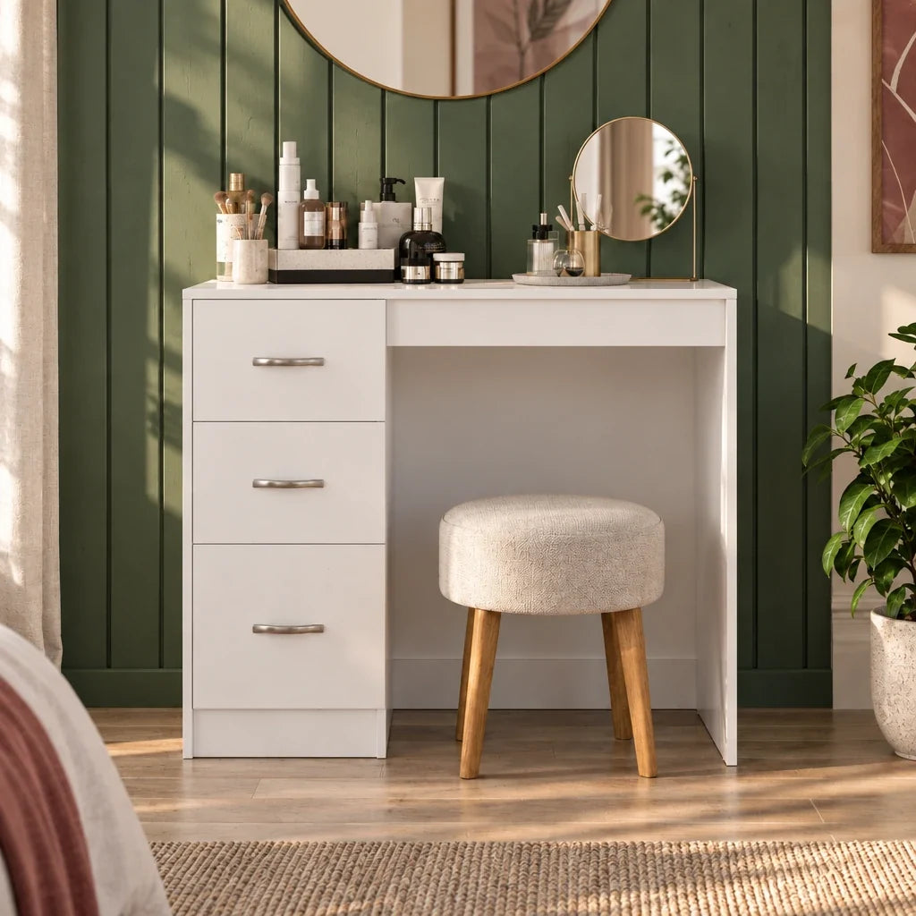 Alice white dressing table, front view