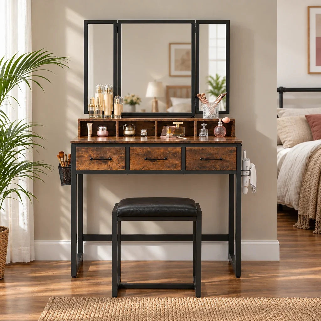 Hazel rustic dressing table, front view