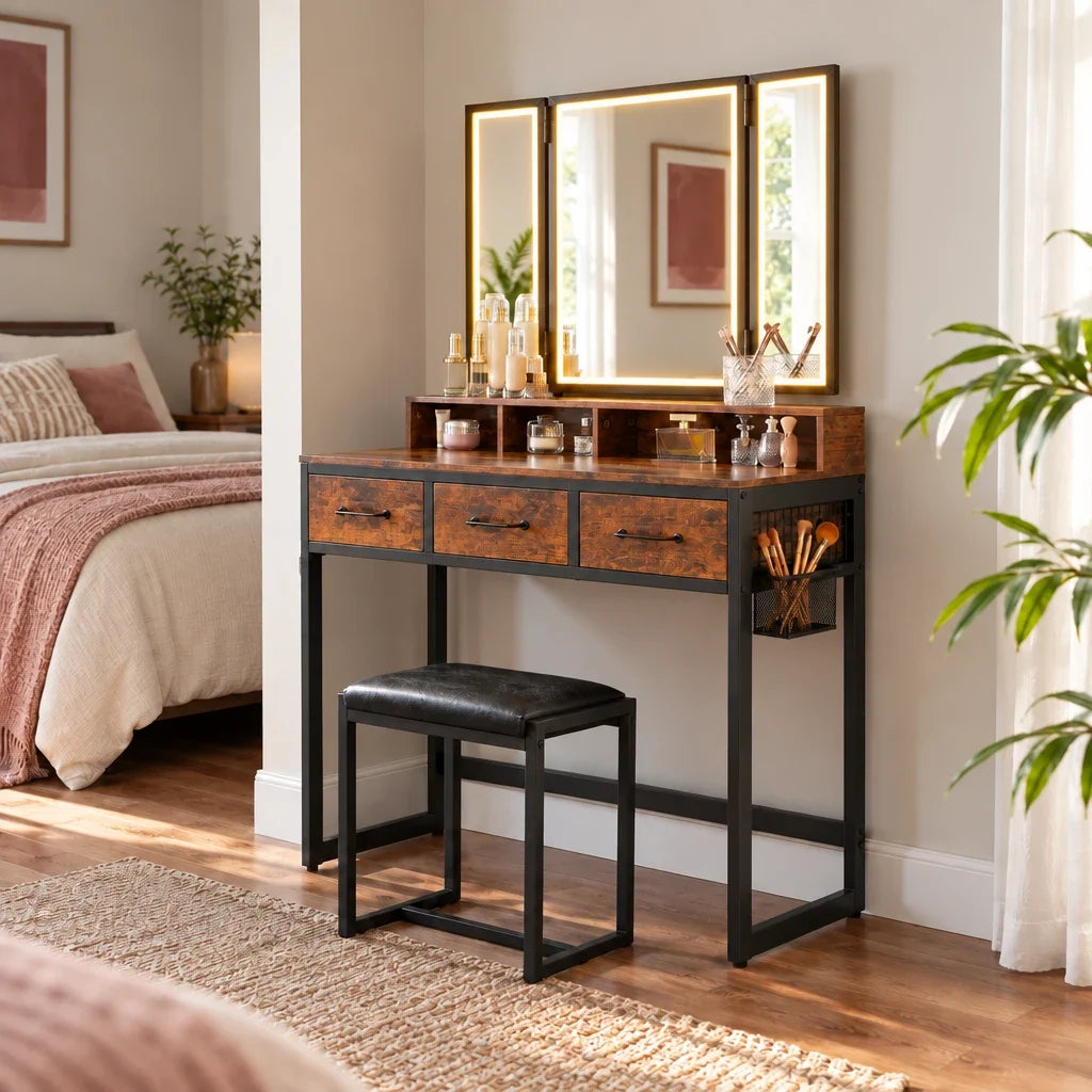 Hazel rustic dressing table, side view