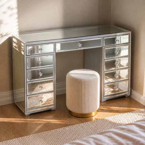 Sparkling Mirrored Vanity with Crystal Knobs | Eleva regenerated |01