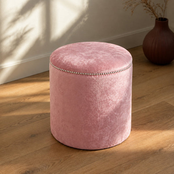 Blushing Bloom Tufted Velvet Pouffe in Pink | Eleva regenerated |01