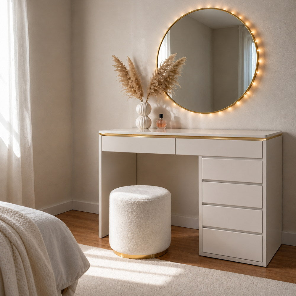 Gold Ribbon Dressing Table in Cashmere | Eleva regenerated |01